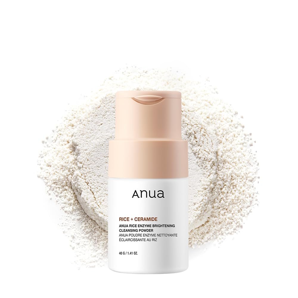 ANUA Rice Enzyme Brightening Cleansing Powder - Gentle Exfoliating Powder-to-Foam Cleanser for Smooth Texture & Clarity, Hydrating Korean Skincare, 1.41 fl.oz Avelisse