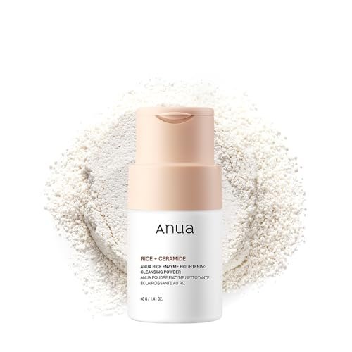 ANUA Rice Enzyme Brightening Cleansing Powder - Gentle Exfoliating Powder-to-Foam Cleanser for Smooth Texture & Clarity, Hydrating Korean Skincare, 1.41 fl.oz Avelisse