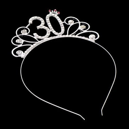 30th Birthday Headbands Tiara - Silver Crown for Women's 30th Birthday Party Hair Accessories
