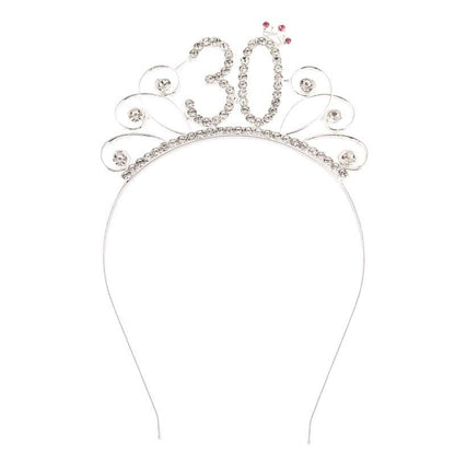 30th Birthday Headbands Tiara - Silver Crown for Women's 30th Birthday Party Hair Accessories