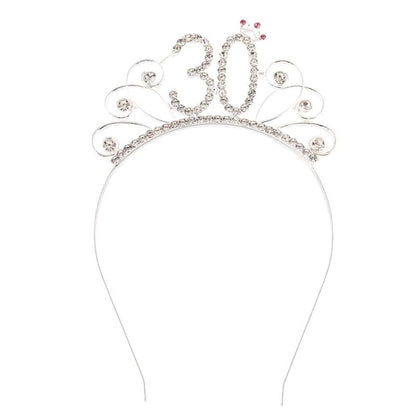 30th Birthday Headbands Tiara - Silver Crown for Women's 30th Birthday Party Hair Accessories