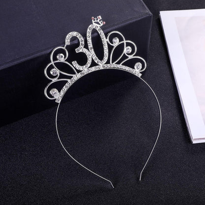 30th Birthday Headbands Tiara - Silver Crown for Women's 30th Birthday Party Hair Accessories