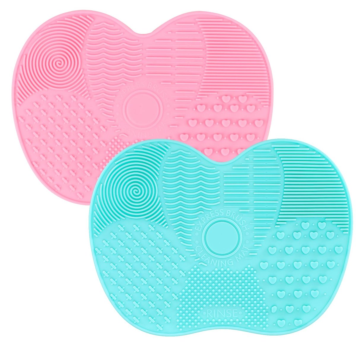 QBXMY7 2-Pack Silicone Makeup Brush Cleaning Mat - Portable Cosmetic Cleaning Pads with Suction Cup for Makeup Brushes (Green/Pink) - görsel 1