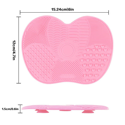 QBXMY7 2-Pack Silicone Makeup Brush Cleaning Mat - Portable Cosmetic Cleaning Pads with Suction Cup for Makeup Brushes (Green/Pink)