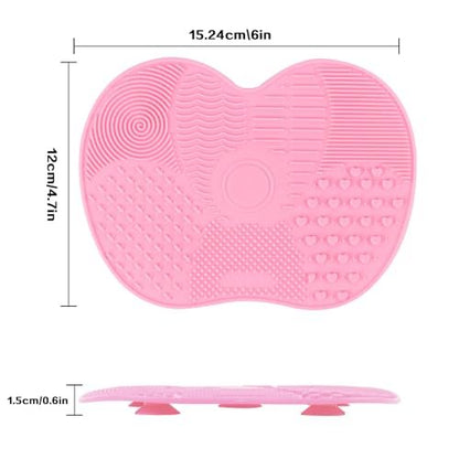 QBXMY7 2-Pack Silicone Makeup Brush Cleaning Mat - Portable Cosmetic Cleaning Pads with Suction Cup for Makeup Brushes (Green/Pink)
