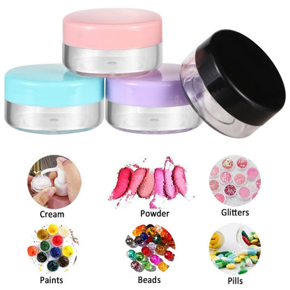 10 Gram 8-Pack Small Plastic Cosmetic Jars - Lip Balm Containers, Sample Jars for Lotions and Powders