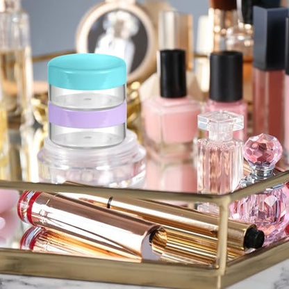 10 Gram 8-Pack Small Plastic Cosmetic Jars - Lip Balm Containers, Sample Jars for Lotions and Powders