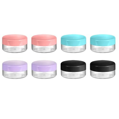 10 Gram 8-Pack Small Plastic Cosmetic Jars - Lip Balm Containers, Sample Jars for Lotions and Powders