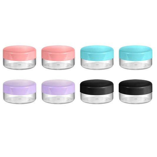 10 Gram 8-Pack Small Plastic Cosmetic Jars - Lip Balm Containers, Sample Jars for Lotions and Powders