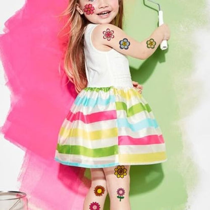 CHARLENT 74-Piece Flower Temporary Tattoos for Kids - Individual Sheets, Perfect for Birthday Party Favors and Goodie Bag Fillers