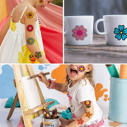 CHARLENT 74-Piece Flower Temporary Tattoos for Kids - Individual Sheets, Perfect for Birthday Party Favors and Goodie Bag Fillers
