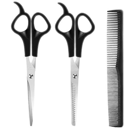 EastyGold Professional Hair Cutting Scissors Kit - Black Shears for Men, Women, and Pets - Trimming & Thinning
