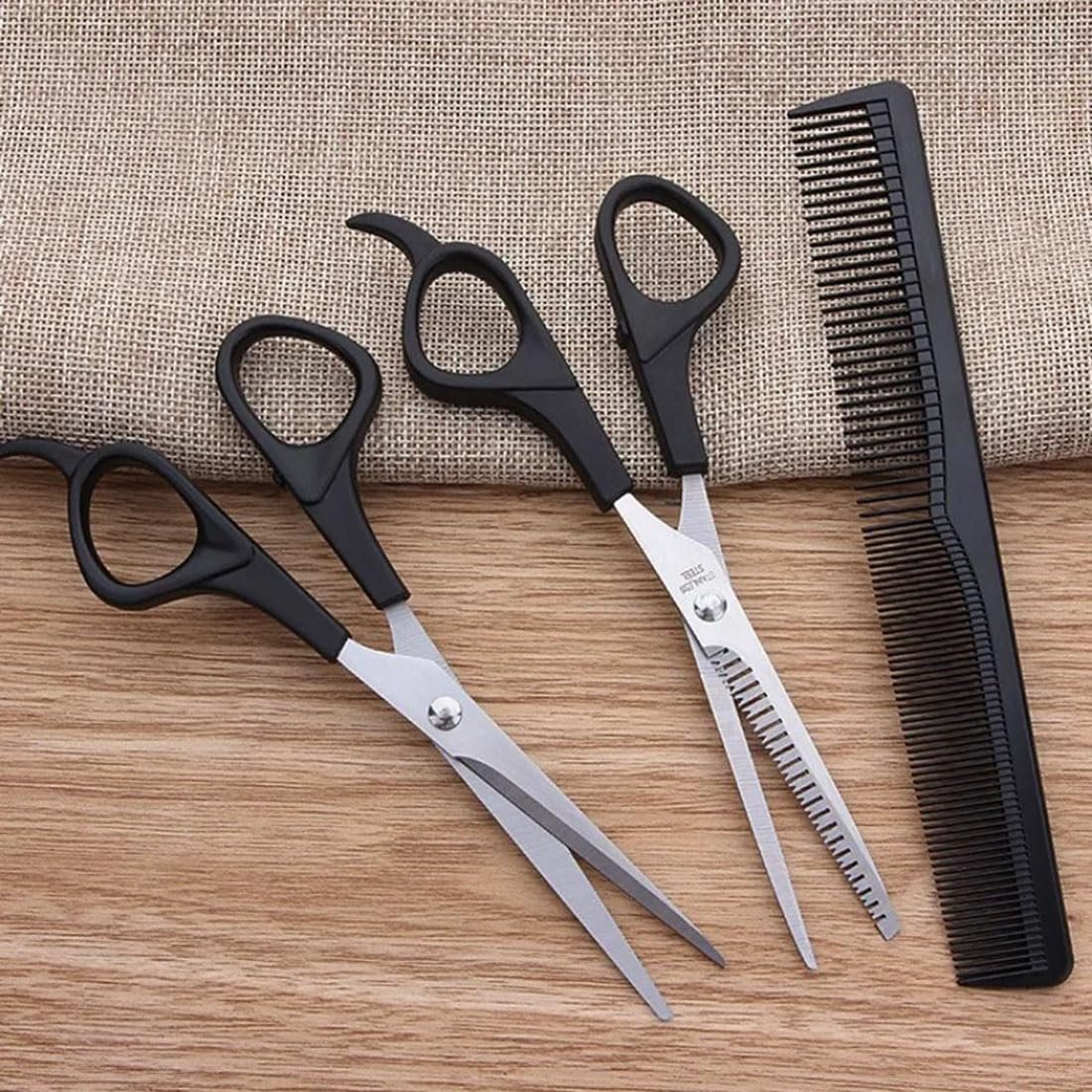 EastyGold Professional Hair Cutting Scissors Kit - Black Shears for Men, Women, and Pets - Trimming & Thinning - görsel 17