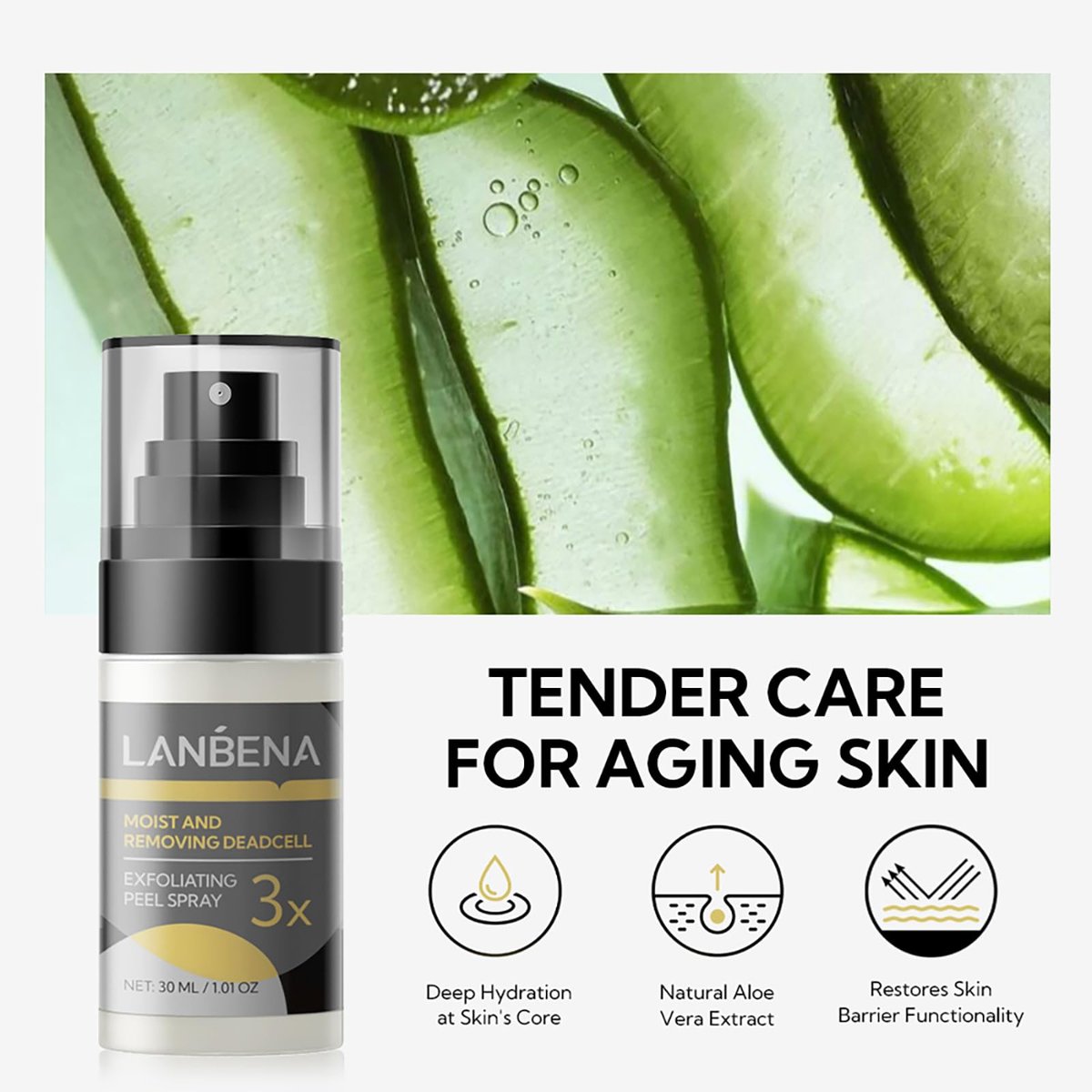 LANBENA Body and Face Exfoliating Spray 30ml - Dead Skin Remover with 7 Plant Extracts & Korean Patent Ingredient - görsel 9