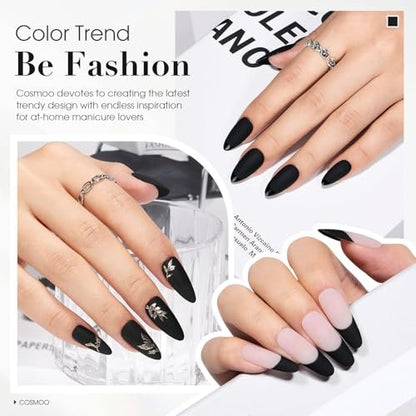COSMOO Matte Black Nail Polish - Quick Dry Air Dry Lacquer, Velvet Mist Finish, 0.41 fl oz