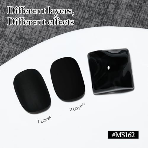 COSMOO Matte Black Nail Polish - Quick Dry Air Dry Lacquer, Velvet Mist Finish, 0.41 fl oz - görsel 10