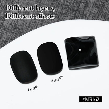 COSMOO Matte Black Nail Polish - Quick Dry Air Dry Lacquer, Velvet Mist Finish, 0.41 fl oz