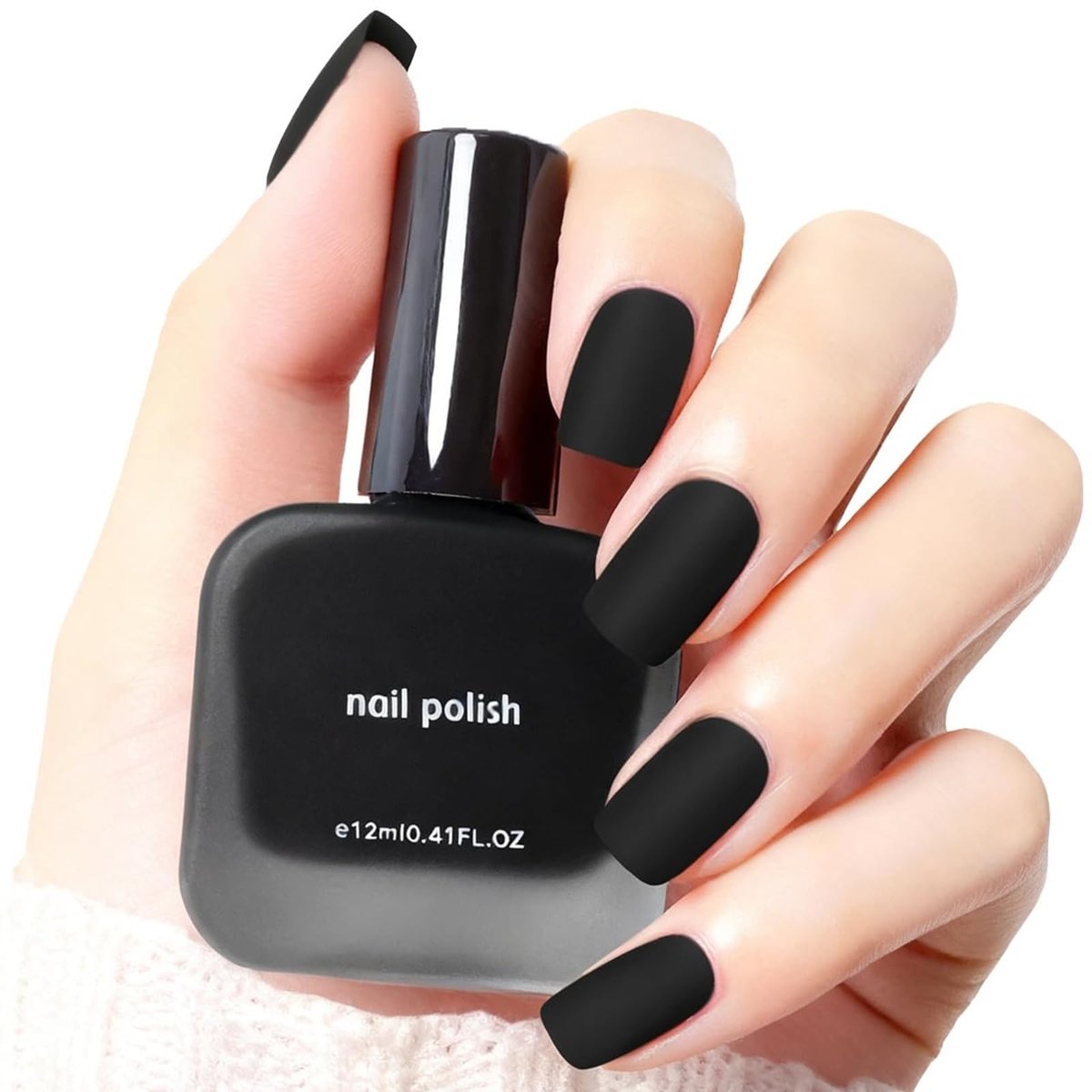 COSMOO Matte Black Nail Polish - Quick Dry Air Dry Lacquer, Velvet Mist Finish, 0.41 fl oz - görsel 1