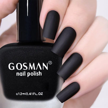 COSMOO Matte Black Nail Polish - Quick Dry Air Dry Lacquer, Velvet Mist Finish, 0.41 fl oz
