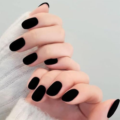 COSMOO Matte Black Nail Polish - Quick Dry Air Dry Lacquer, Velvet Mist Finish, 0.41 fl oz