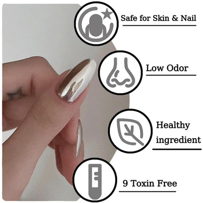 Wimocacy Metallic Gel Nail Polish – Silver Chrome, 0.25 Fl Oz – 3D Metal Glossy Mirror Effect for Salon & Home DIY