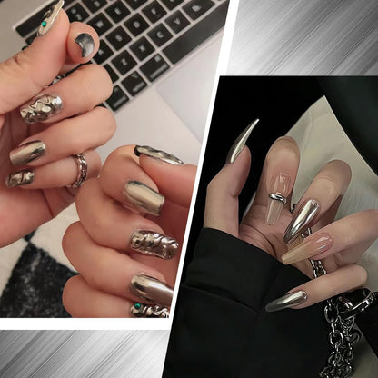Wimocacy Metallic Gel Nail Polish – Silver Chrome, 0.25 Fl Oz – 3D Metal Glossy Mirror Effect for Salon & Home DIY