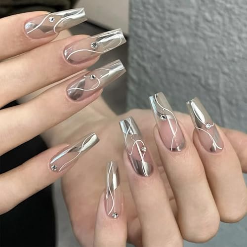 Wimocacy Metallic Gel Nail Polish – Silver Chrome, 0.25 Fl Oz – 3D Metal Glossy Mirror Effect for Salon & Home DIY - görsel 12