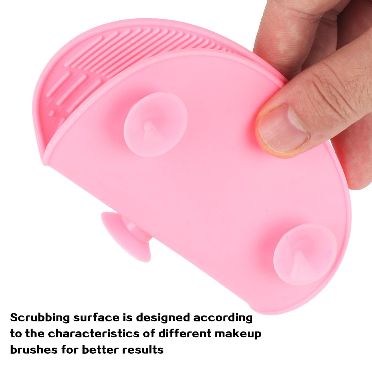 2 Pcs Silicone Makeup Brush Cleaning Mat | Portable Cosmetic Cleaning Pads with Suction Cup - Red/Pink - görsel 5