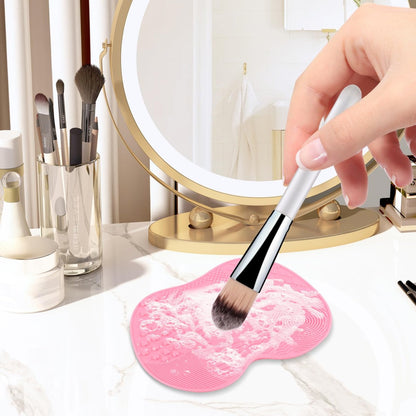 2 Pcs Silicone Makeup Brush Cleaning Mat | Portable Cosmetic Cleaning Pads with Suction Cup - Red/Pink