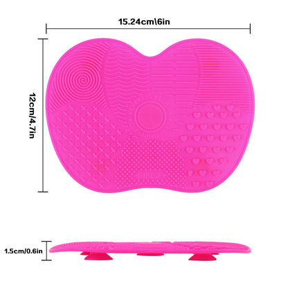 2 Pcs Silicone Makeup Brush Cleaning Mat | Portable Cosmetic Cleaning Pads with Suction Cup - Red/Pink