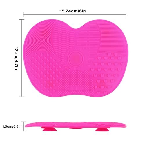 2 Pcs Silicone Makeup Brush Cleaning Mat | Portable Cosmetic Cleaning Pads with Suction Cup - Red/Pink - görsel 4