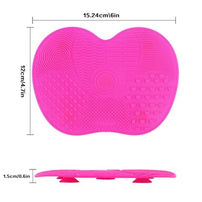 2 Pcs Silicone Makeup Brush Cleaning Mat | Portable Cosmetic Cleaning Pads with Suction Cup - Red/Pink