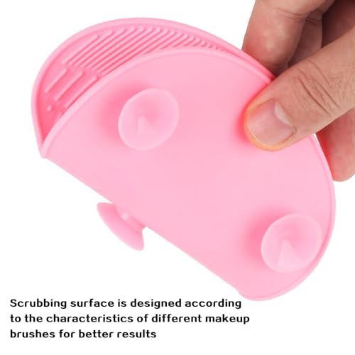 2 Pcs Silicone Makeup Brush Cleaning Mat | Portable Cosmetic Cleaning Pads with Suction Cup - Red/Pink - görsel 6