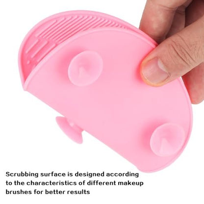 2 Pcs Silicone Makeup Brush Cleaning Mat | Portable Cosmetic Cleaning Pads with Suction Cup - Red/Pink