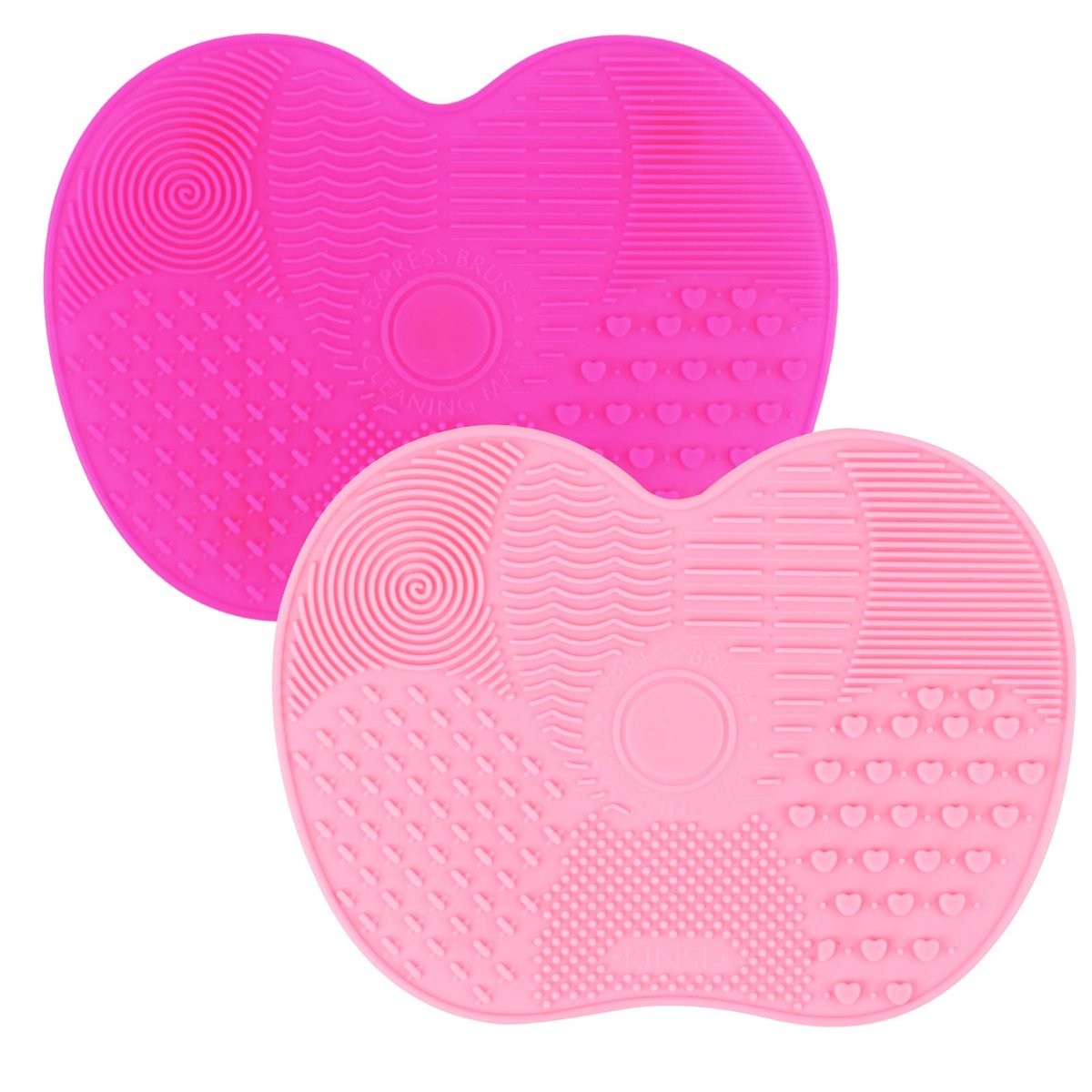 2 Pcs Silicone Makeup Brush Cleaning Mat | Portable Cosmetic Cleaning Pads with Suction Cup - Red/Pink - görsel 1