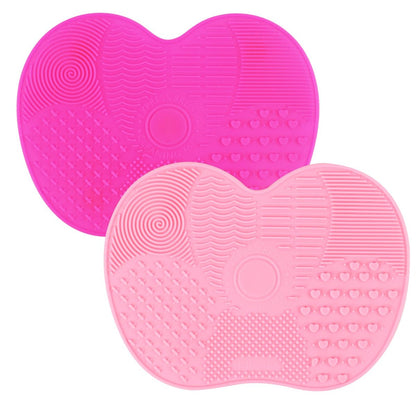 2 Pcs Silicone Makeup Brush Cleaning Mat | Portable Cosmetic Cleaning Pads with Suction Cup - Red/Pink