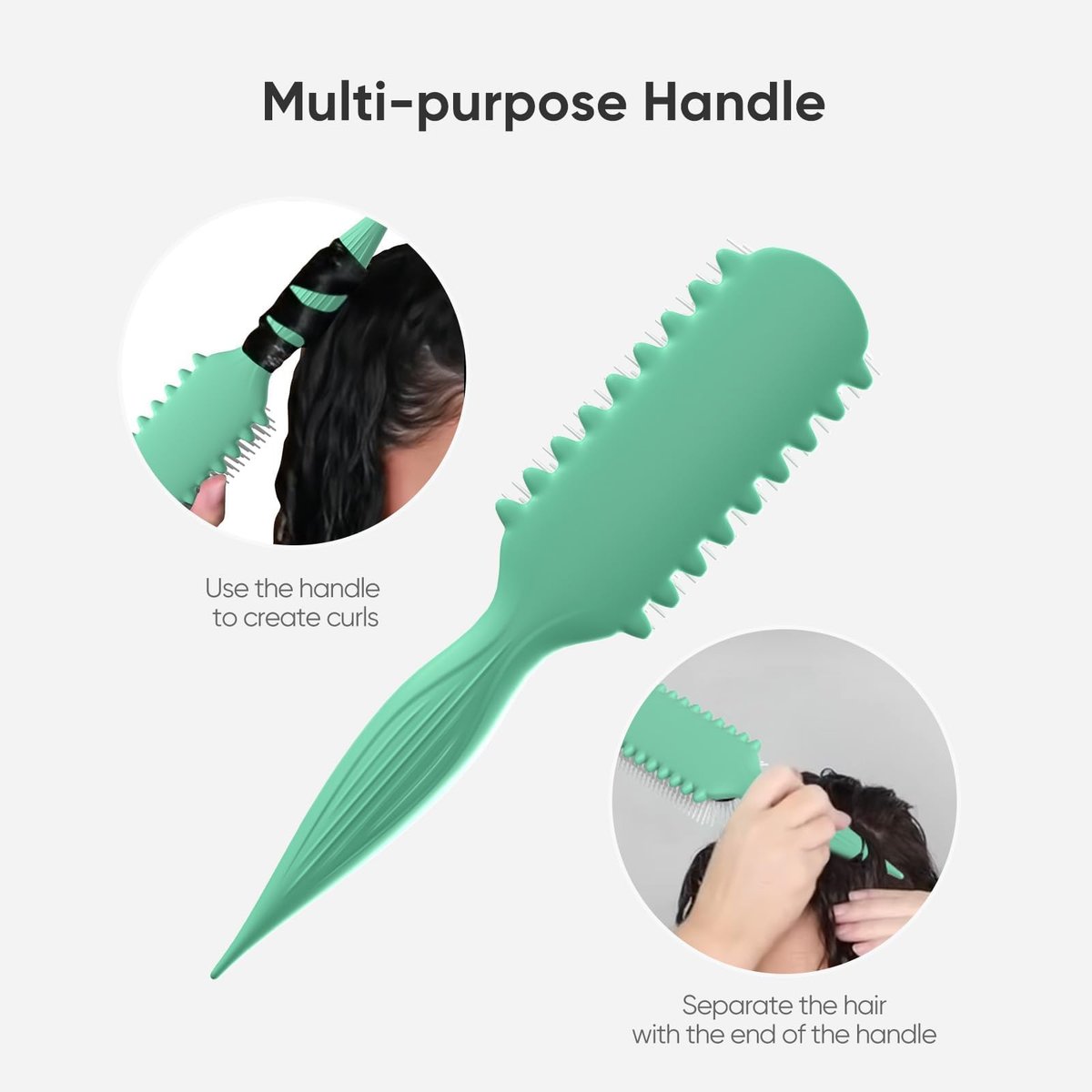 AM8:00 Curl Defining Brush - Premium 9-Row Styling Hairbrush for Curly Hair - Enhances Curl Definition & Separation (Green) Avelisse