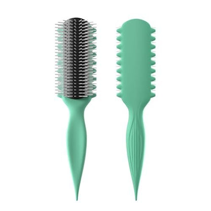 AM8:00 Curl Defining Brush - Premium 9-Row Styling Hairbrush for Curly Hair - Enhances Curl Definition & Separation (Green) Avelisse