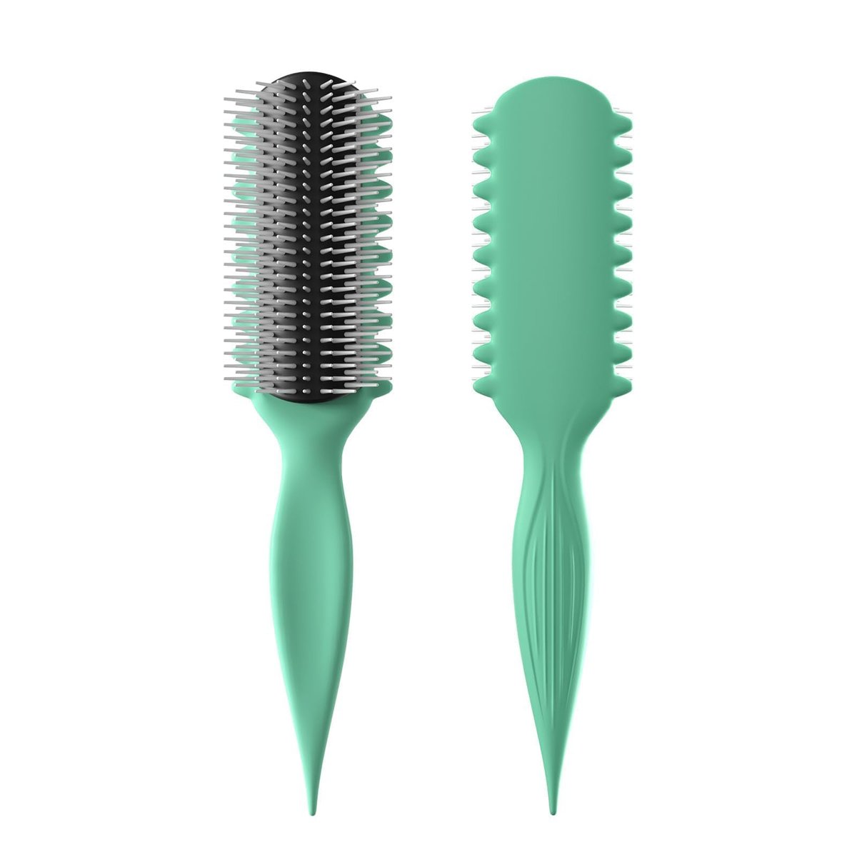 AM8:00 Curl Defining Brush - Premium 9-Row Styling Hairbrush for Curly Hair - Enhances Curl Definition & Separation (Green) Avelisse