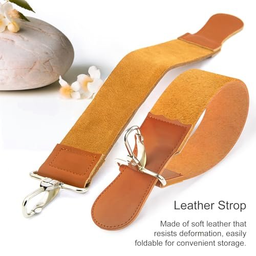 Jaasuee Straight Razor Strop – Premium Leather Sharpening Strap for Barber Use, Brown (J5036) Avelisse