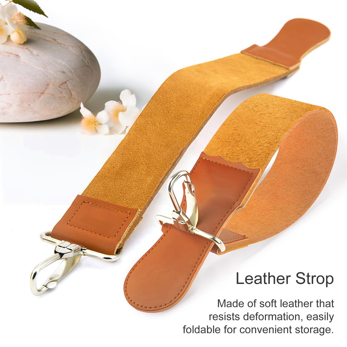 Jaasuee Straight Razor Strop – Premium Leather Sharpening Strap for Barber Use, Brown (J5036) Avelisse