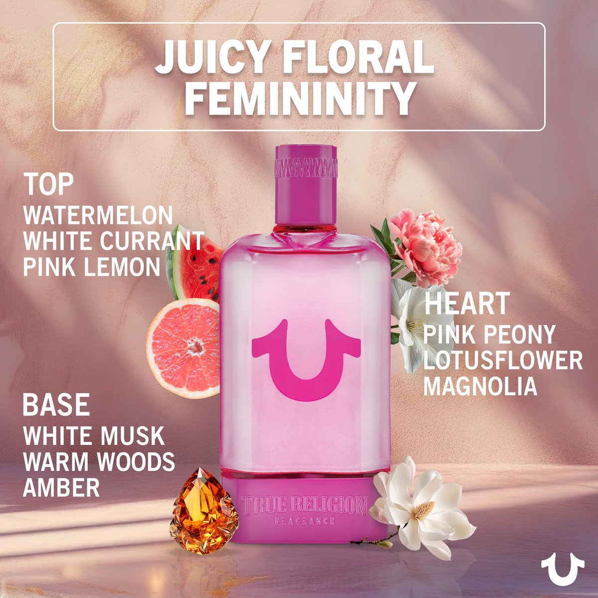 True Religion Fragrance for Women - Eau De Parfum Spray, Fruity Floral & Amber Scent, Long Lasting, 3.4 fl oz (100 mL) Avelisse