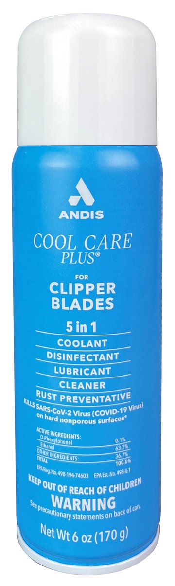 Andis Cool Care Plus 5-in-1 Clipper Blade Spray – 6 oz Professional Grooming Tool with Easy Cleaning, Cooling, Disinfecting, Lubricating & Rust Prevention for All Hair Types (Blue) - görsel 1