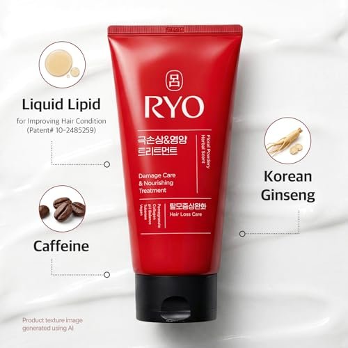RYO Damage Care & Nourishing Treatment with Korean Ginseng & Caffeine - Deep Conditioning Hair Mask for Repair, Moisturizing, and Anti-Loss Care, Strengthening Hair Roots, 10 Fl Oz Avelisse
