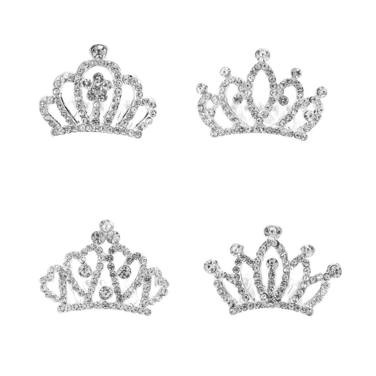 JINYEAH 4-Piece Silver Crown Hair Clip Set - Blingbling Tiara Hair Clips for Women Girls - görsel 1