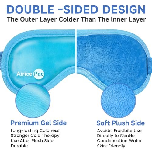 AiricePac Cold Eye Mask Cooling Eye Mask for Dry Eyes, Gel Eye Mask Eye Ice Pack Reusable Cold Eye Compress for Dark Circles, Migraines, Eye Surgery, Skin Care 2 Pack - görsel 4