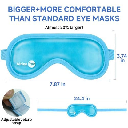 AiricePac Cold Eye Mask Cooling Eye Mask for Dry Eyes, Gel Eye Mask Eye Ice Pack Reusable Cold Eye Compress for Dark Circles, Migraines, Eye Surgery, Skin Care 2 Pack