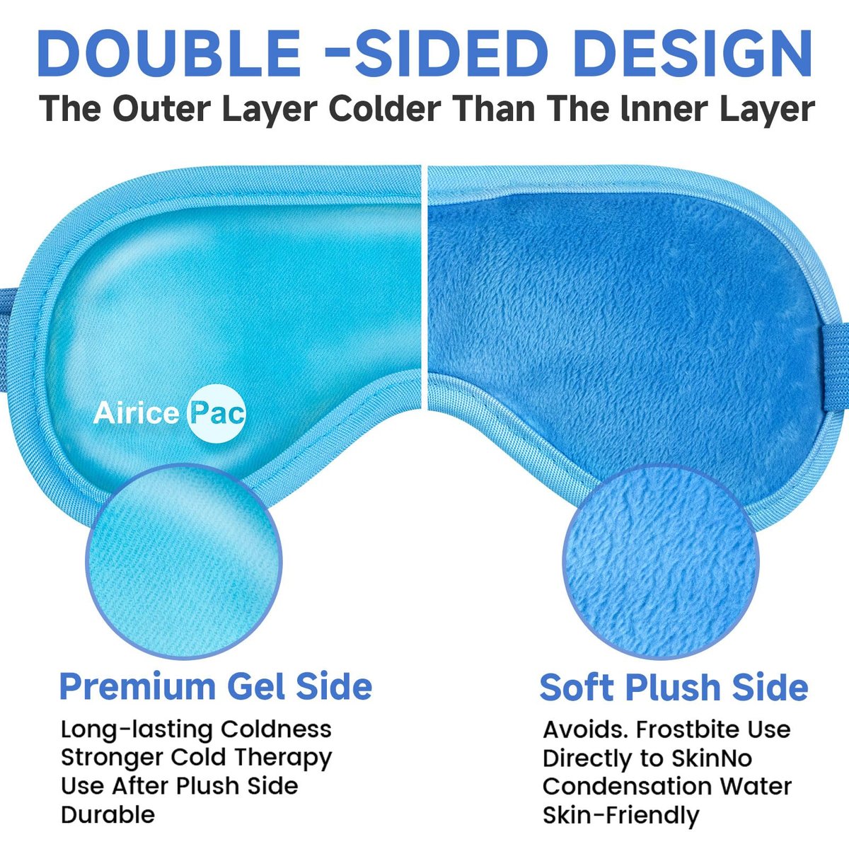 AiricePac Cold Eye Mask Cooling Eye Mask for Dry Eyes, Gel Eye Mask Eye Ice Pack Reusable Cold Eye Compress for Dark Circles, Migraines, Eye Surgery, Skin Care 2 Pack - görsel 3