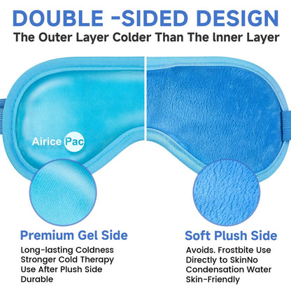 AiricePac Cold Eye Mask Cooling Eye Mask for Dry Eyes, Gel Eye Mask Eye Ice Pack Reusable Cold Eye Compress for Dark Circles, Migraines, Eye Surgery, Skin Care 2 Pack