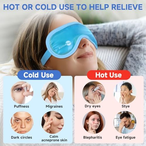 AiricePac Cold Eye Mask Cooling Eye Mask for Dry Eyes, Gel Eye Mask Eye Ice Pack Reusable Cold Eye Compress for Dark Circles, Migraines, Eye Surgery, Skin Care 2 Pack - görsel 6